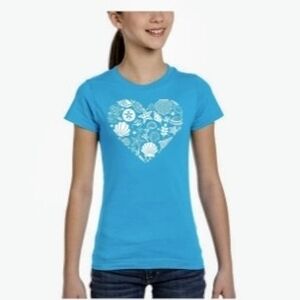 LA Pop Art Turquoise Heart Graphic Kids T-Shirt